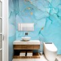 Light Blue Marble with Gold Look Splash Wallpaper Mural