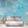 Light Blue Marble with Gold Look Splash Wallpaper Mural