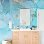 Light Blue Marble with Gold Look Splash Wallpaper Mural