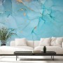Light Blue Marble with Gold Look Splash Wallpaper Mural