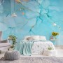Light Blue Marble with Gold Look Splash Wallpaper Mural