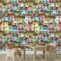Kids Watercolor Medieval House with Plants Wallpaper Mural