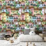 Kids Watercolor Medieval House with Plants Wallpaper Mural