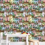 Kids Watercolor Medieval House with Plants Wallpaper Mural