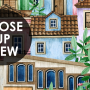 Kids Watercolor Medieval House with Plants Wallpaper Mural