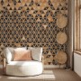 Geometric Triangle Shape Wood Texture Effect Wall Mural 