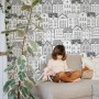Kids Black and White Sketch House Wallpaper Mural