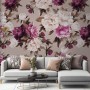 Cream Pink Peony Floral Pattern Wallpaper Mural
