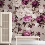 Cream Pink Peony Floral Pattern Wallpaper Mural