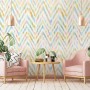 Watercolor Multicolor Chevron Ikat Design Art Wallpaper Mural