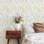 Watercolor Multicolor Chevron Ikat Design Art Wallpaper Mural