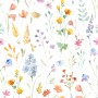 Watercolor Colorful Botanical Wild Flower Wallpaper Mural