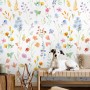 Watercolor Colorful Botanical Wild Flower Wallpaper Mural