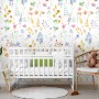Watercolor Colorful Botanical Wild Flower Wallpaper Mural