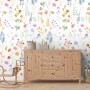 Watercolor Colorful Botanical Wild Flower Wallpaper Mural