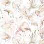 Soft Flamingo Art with Boho Tropical Leaf Wallpaper Mural