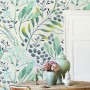 Green Leaf Branches with Berries Wallpaper Mural