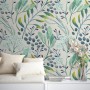 Green Leaf Branches with Berries Wallpaper Mural