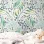 Green Leaf Branches with Berries Wallpaper Mural