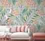 Watercolor Vintage Florals with Botanical Leaves Wallpaper Mural