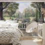 Soft Drawing Forest with Marble Fountain Wallpaper Mural