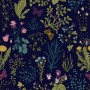 Little Herbs and Flowers on Dark Background Wallpaper Mural