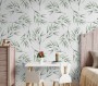 Watercolor Green Olive Leaves Pattern Wallpaper Mural