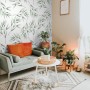 Watercolor Green Olive Leaves Pattern Wallpaper Mural