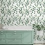 Watercolor Eucalyptus Leaf Pattern Wallpaper Mural
