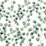 Watercolor Eucalyptus Leaf Pattern Wallpaper Mural