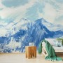 Acrylic Blue Mountain Landscape Wallpaper Mural