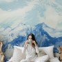 Acrylic Blue Mountain Landscape Wallpaper Mural