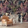 Tropical Birds on Branch with Butterflies Wallpaper Mural