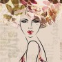 Woman Face Art with Winter Leaf Wallpaper Mural