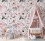 Kids Nursery Floral Pink Rose Pattern Wallpaper Mural