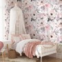 Kids Nursery Floral Pink Rose Pattern Wallpaper Mural