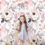 Kids Nursery Floral Pink Rose Pattern Wallpaper Mural