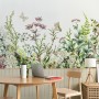 Wild Floral and Green Fresh Leaves Wallpaper Mural