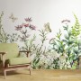 Wild Floral and Green Fresh Leaves Wallpaper Mural