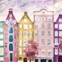 Dutch Style Colorful Houses and Red Trees Wallpaper Mural for Kids