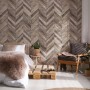 Natural Wood Texture Effect Chevron Wallpaper Mural