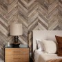 Natural Wood Texture Effect Chevron Wallpaper Mural