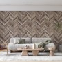 Natural Wood Texture Effect Chevron Wallpaper Mural