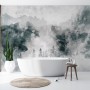 Watercolor Style Abstract Misty Dark Forest Wallpaper Mural