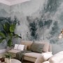 Watercolor Style Abstract Misty Dark Forest Wallpaper Mural