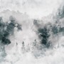 Watercolor Style Abstract Misty Dark Forest Wallpaper Mural