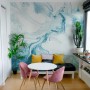 Marble Style Blue Brush Paint Art Wallpaper Mural