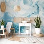 Marble Style Blue Brush Paint Art Wallpaper Mural