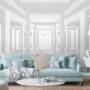3D Look Abstract Architecture White Corridor Wallpaper Mural