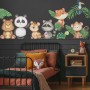 Kids Cute Animals with Banana Leaves Wall Decal Sticker
